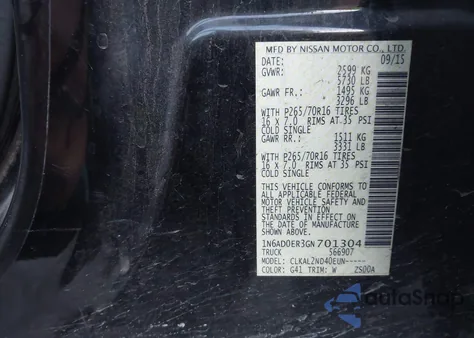 2016 Nissan Frontier Desert Runner/S/Sl/Sv z USA, uszkodzony, nr VIN 1N6AD0ER3GN701304